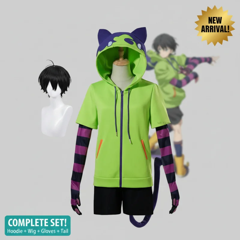 ☆SunlCos Anime Chinen Miya Cosplay Costume SK8 The Infinity Uniform Sport Outfit Hoodie Tail Gloves Wig Halloween Party☆ view 3