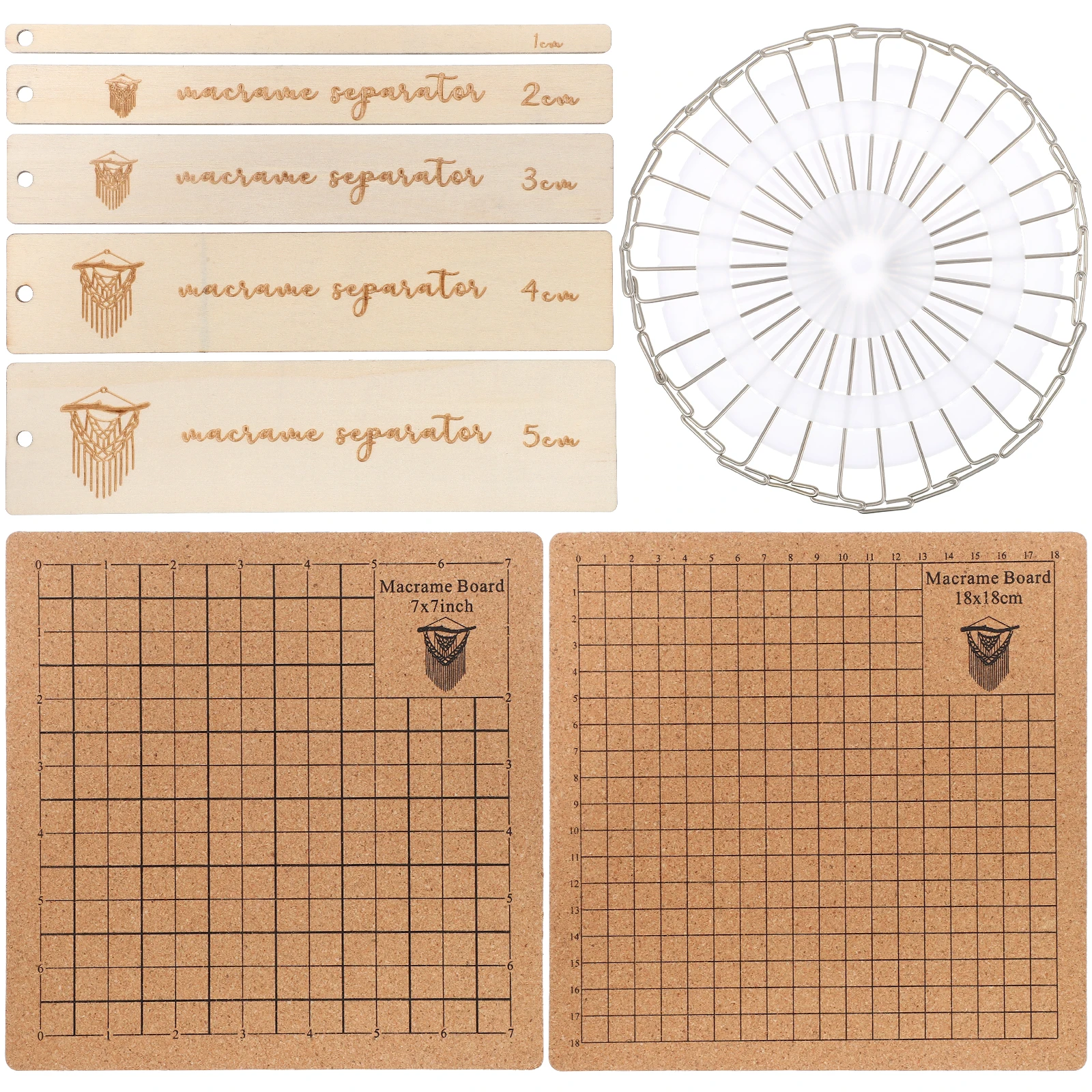 

1 set Cork Board Macrame Tool T pin Set 7x7inch DIY Braiding Board for Necklace Bracelet Home Decor Projects Grid