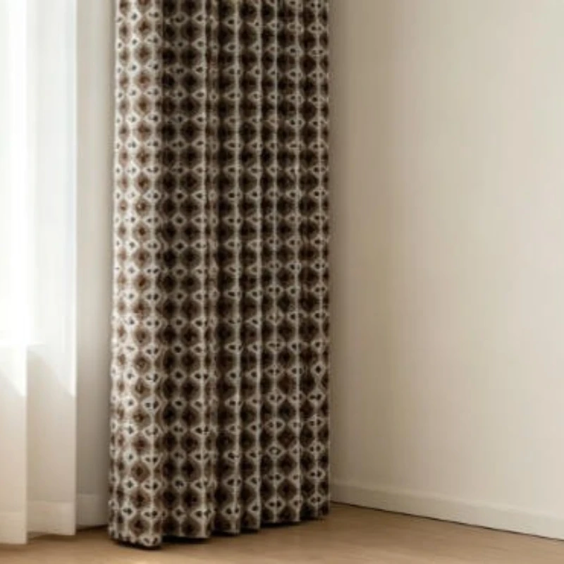 Old Money Style Retro Pattern Curtains Song Style Aesthetics Mid Century High End Living Room Fabric Curtains for Living Room