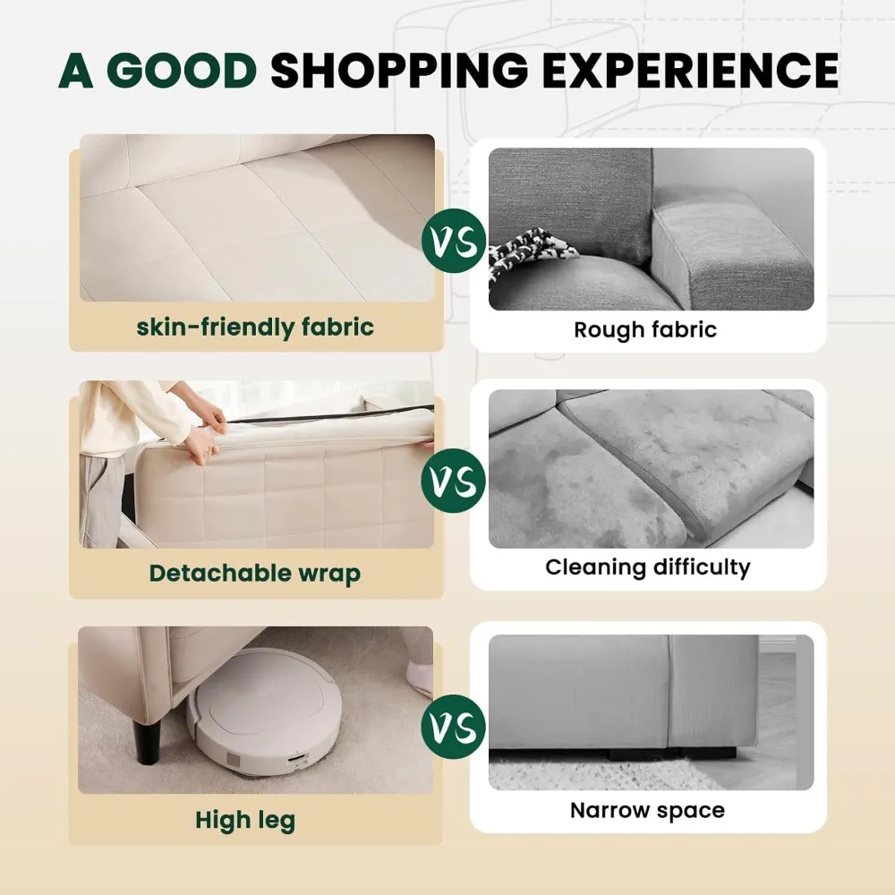 Sofá loveseat compacto 45 bege: capa confortável e removível, espuma de alta densidade, estrutura de madeira maciça