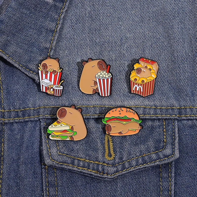 Creative Capybara Hippo Enamel Pins Cartoon Cute Hippopotamus Animal Brooch Lapel Badge Jewelry Accessories Gifts for Friends