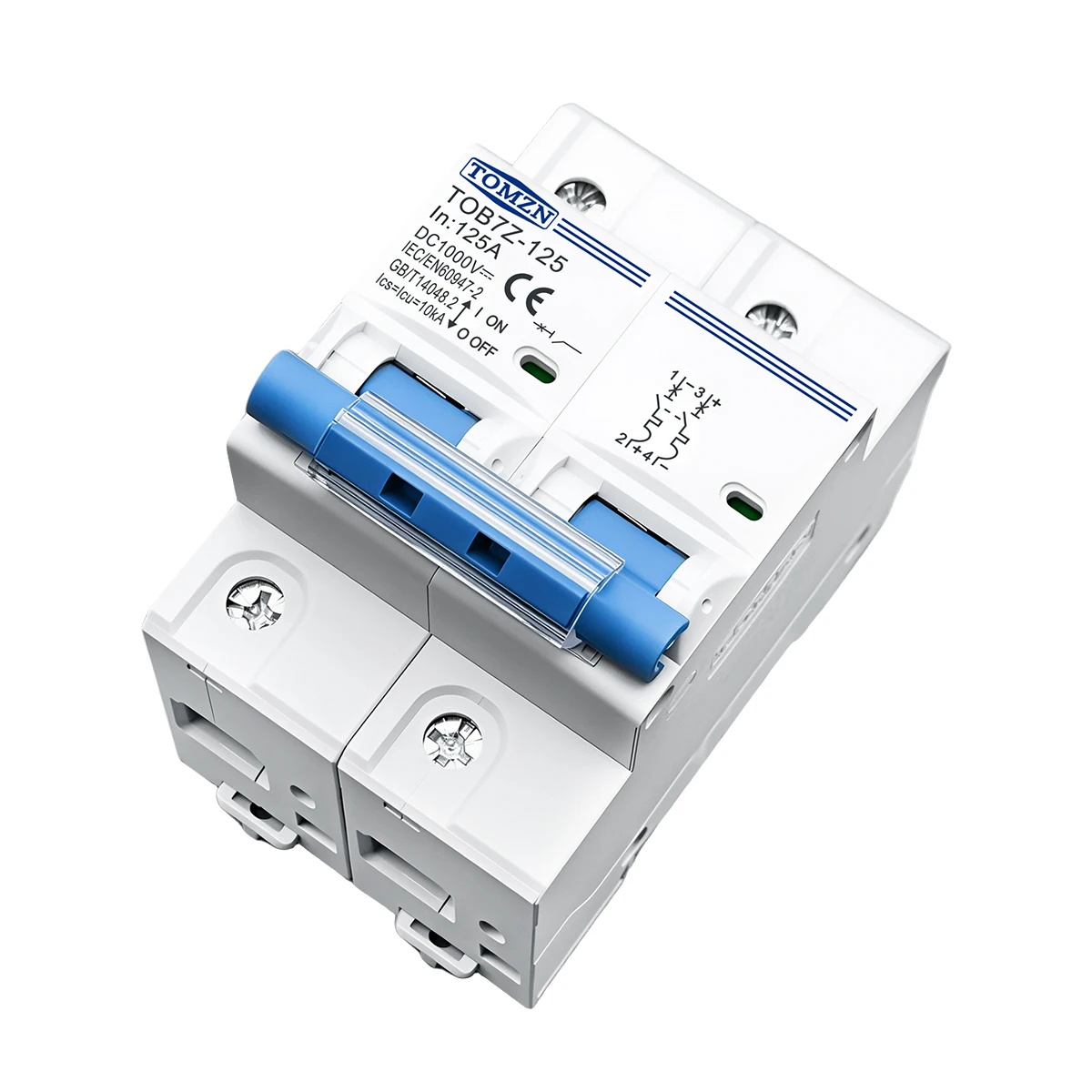 TOMZN 2P DC 1000V MCB 125A 100A 80A Circuit breaker FOR PV System C curve Battery Main Switch