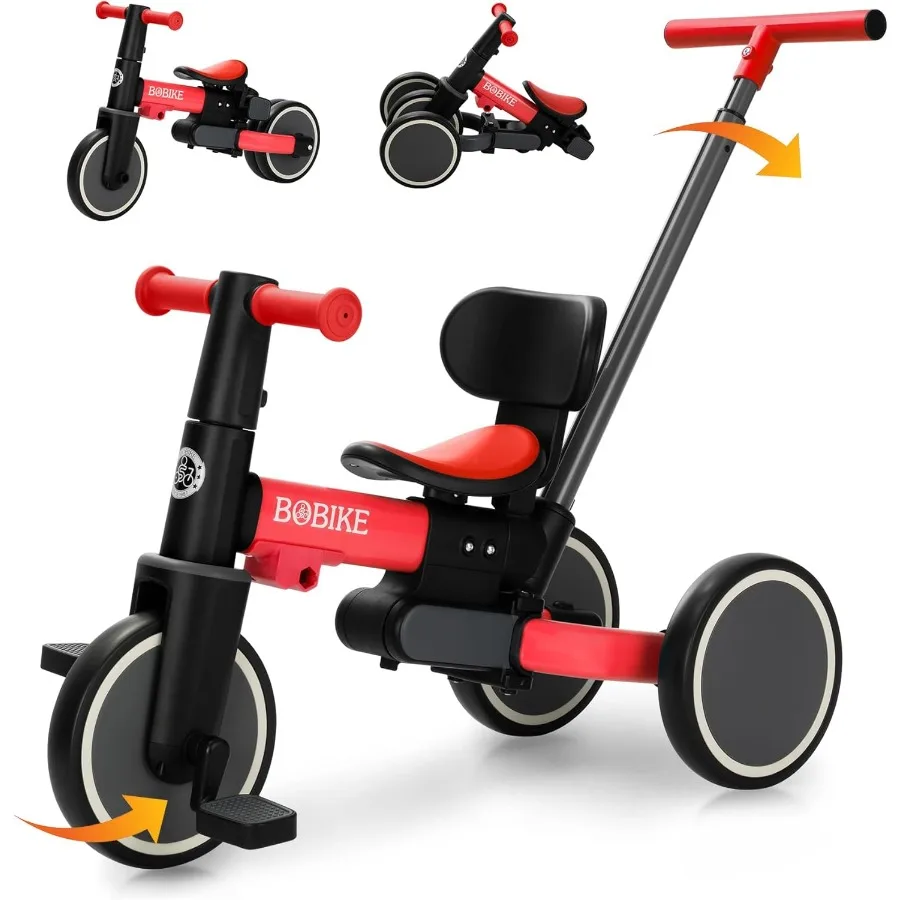 5-in-1 Tricycle for Toddlers 18 Months to 5 Years, Kids Bike with Upgraded Pedals, Parent Push Handle, Balance Bike & Easy Assem