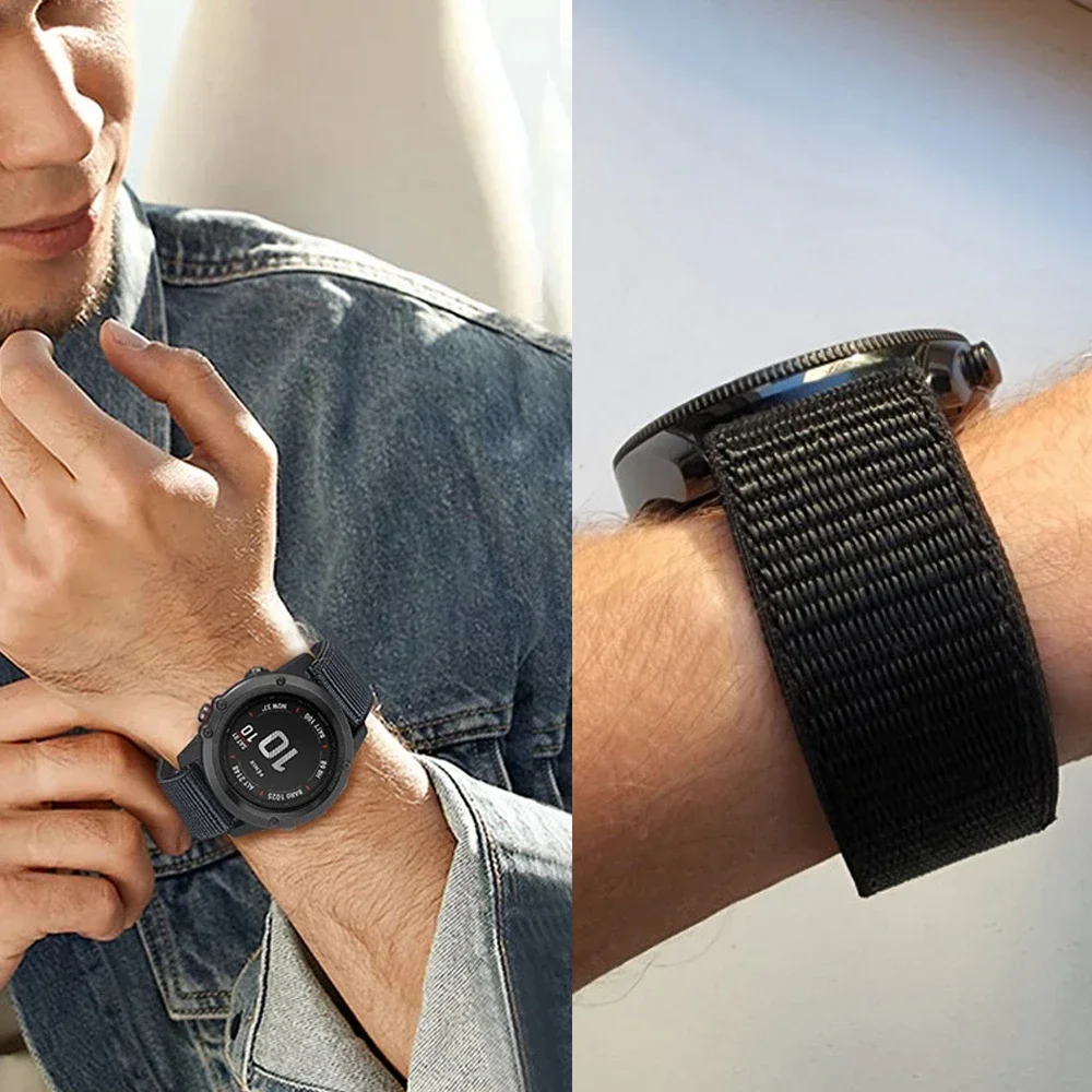 Cinturino in nylon con anello da 26mm 22mm per Garmin EPIX Pro/Fenix 8 E 7 7X 6 5 Orologio Quickfit ultraleggero Basnd per Forerunner 965 Instinct 3