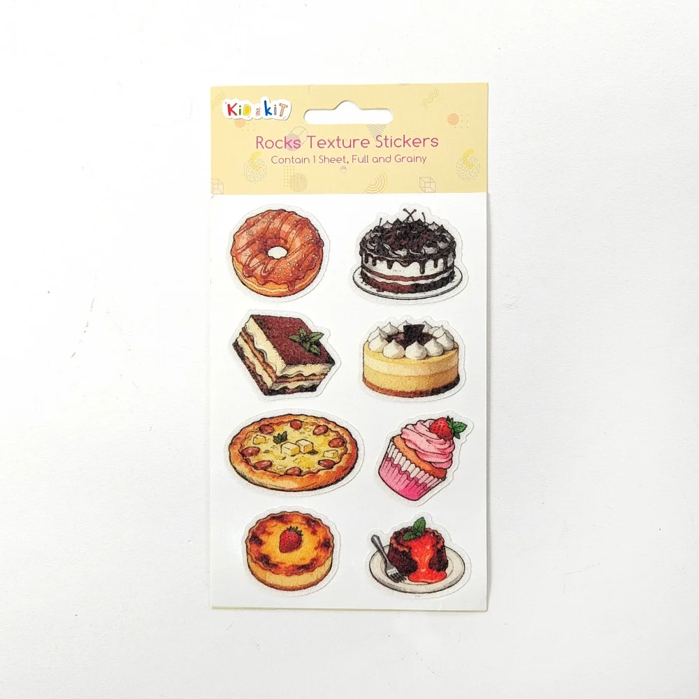 Creative Path 3D-getextureerde zintuiglijke stickers Scrapbooking Matte Dessert Taarten Fruit Deco Stickers voor Journaling Laptop Telefoonhoesje