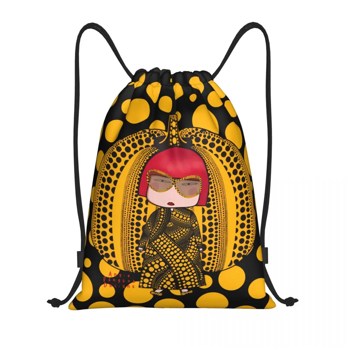 Yayoi Kusama Inspired And Her Little Pumpkin Drawstring Bag Men Women Foldable Gym Sports Sackpack Training Storage Backpacks