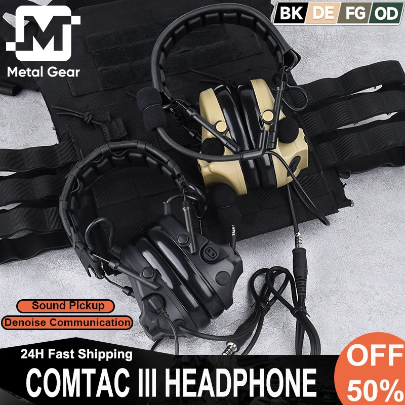 

WADSN Tactical COMTAC III Headphone Sound Pickup And Denoise Communication Suitable 7.0mm Plug Scout Hunting Protection Headset