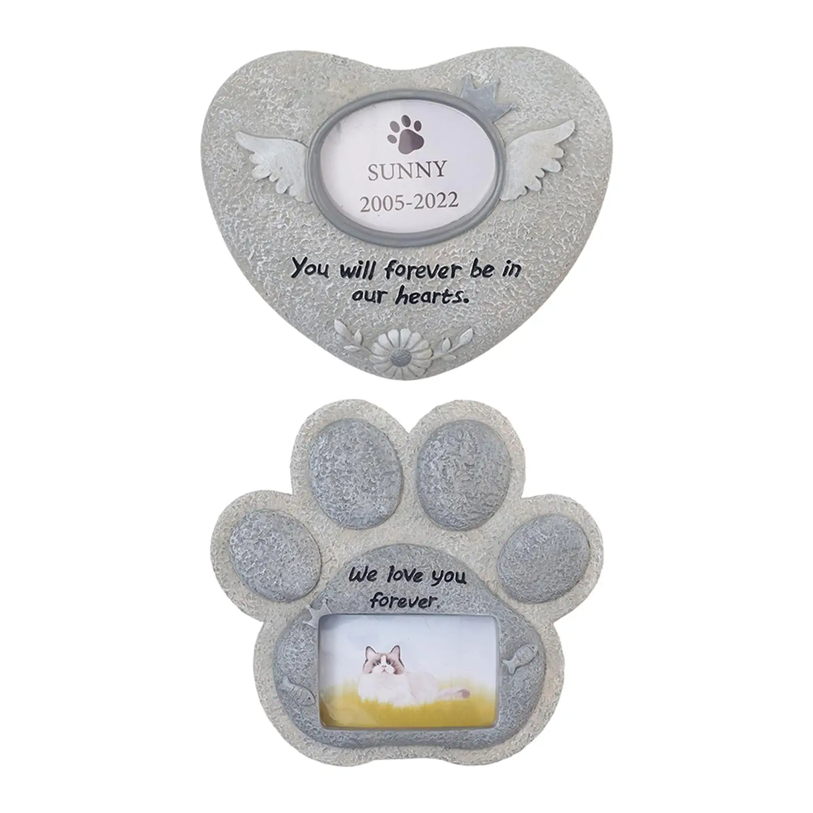Pet Memorial Gifts for Loss of Dog Cat Resin Grave Marker Headstone Paw Print Decor for Outdoor Garden Yard Patio Lawn