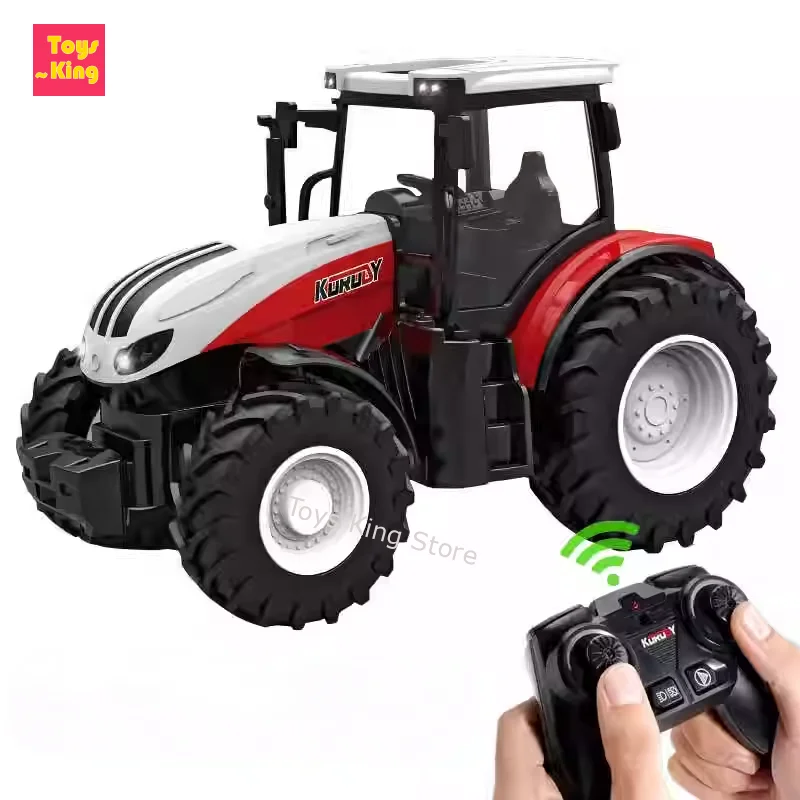 

1/24 2.4G RC Farmer Toys Set Tractor Trailer with LED Headlight Remote Control Car Truck Farming Simulator for Children Kid Gift