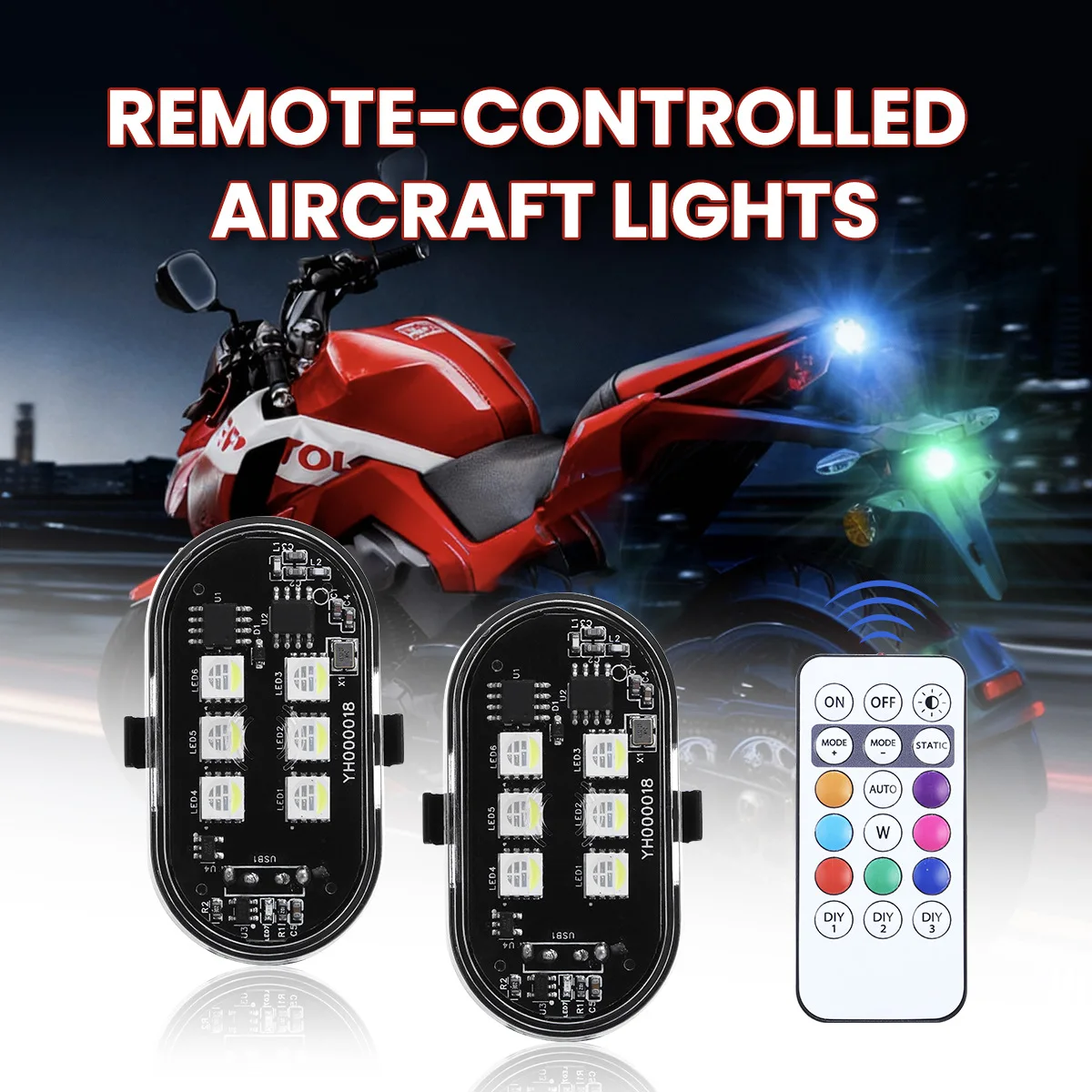 2/4/6pcs Wireless LED Strobe Lights Car Decor Atmosphere Light 8 Colors Rechargeable Led Lights Anti-Collision LED Warning Light