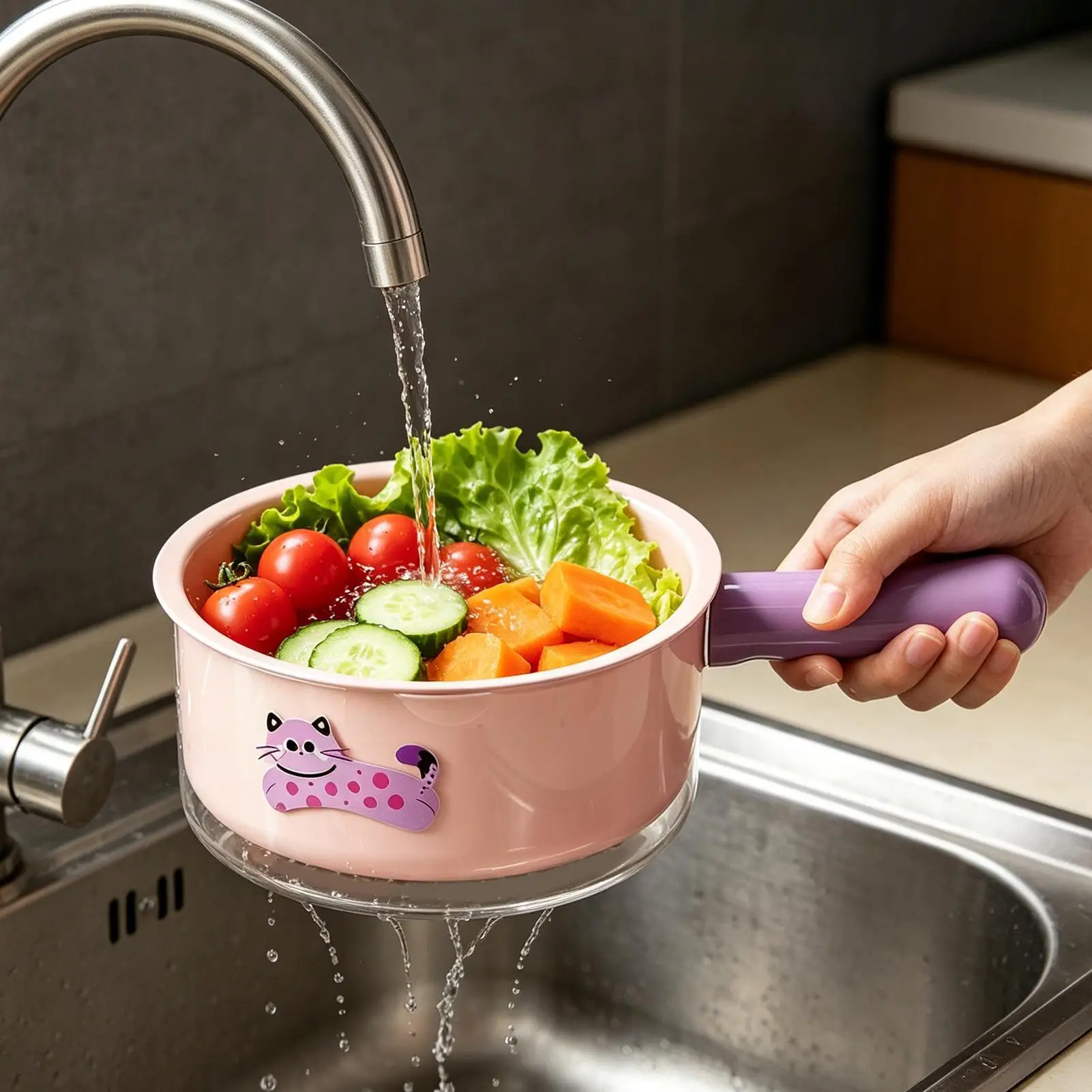 Fruit Washing Bowl With Strainer 2 Layer Double Basket Colander Handle Large Capacity For Vegetables Pasta Berries Kitchen Sink view 3