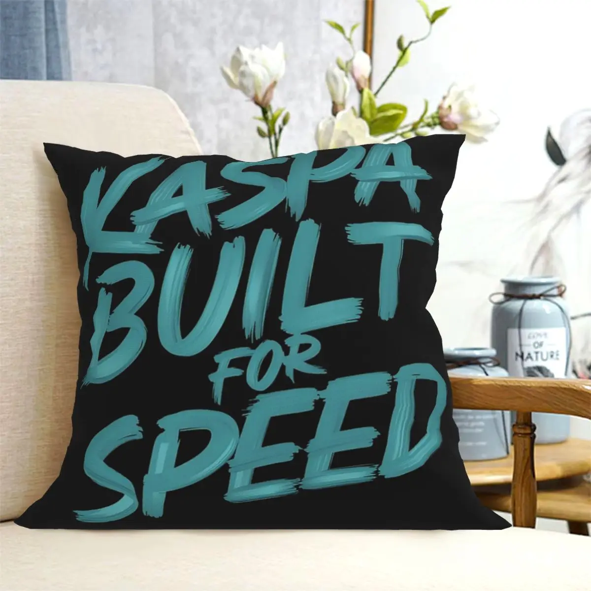 Kaspa Blockchain Innovative And Secure Square Pillowcase Cushion Cover Pillow Case Throw Pillow Cover for Home Bedroom Car