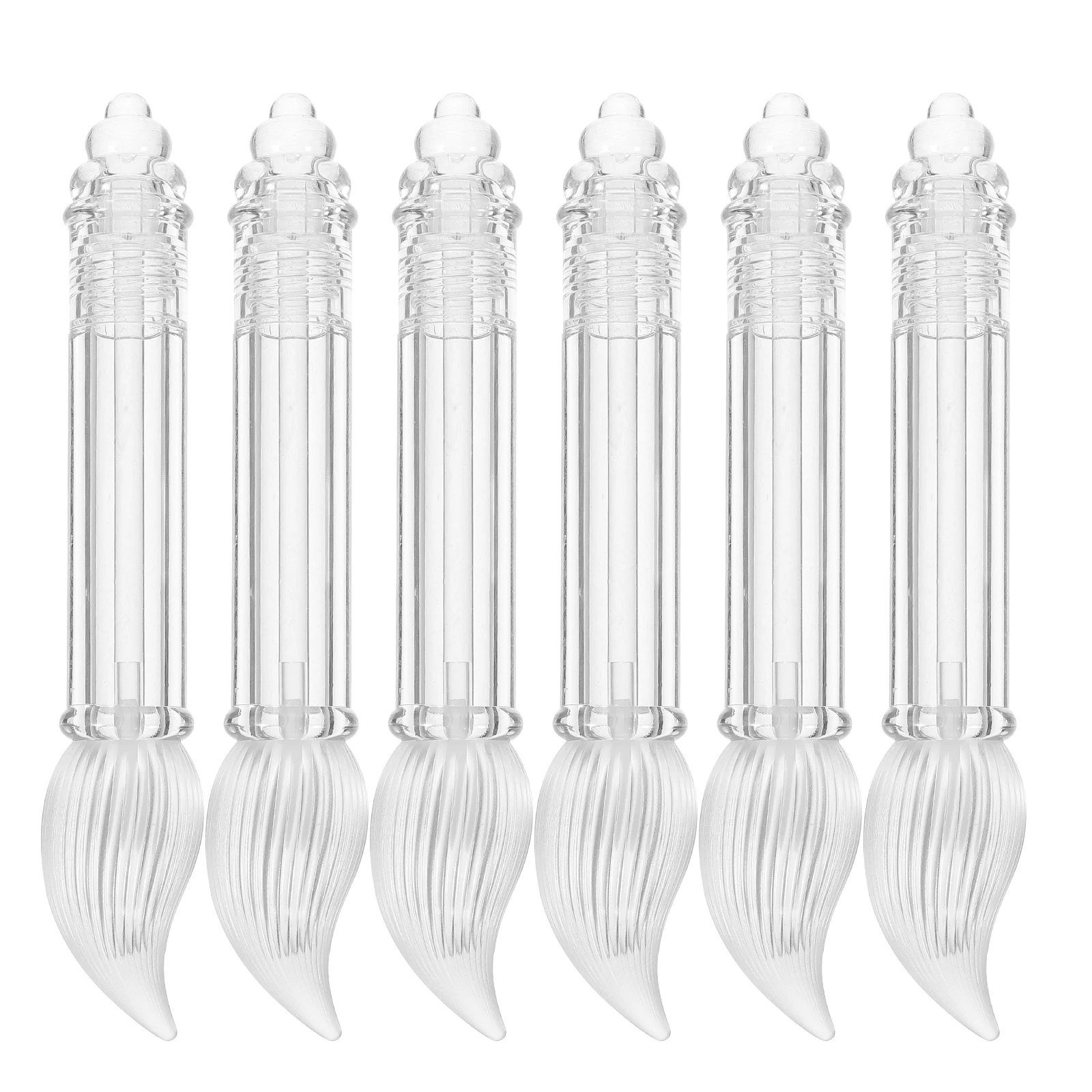 

6pcs Lip Gloss Tubes Empty Containers 5ml Transparent Brush Tip Refillable ABS Material Stable Tasteless Packaging