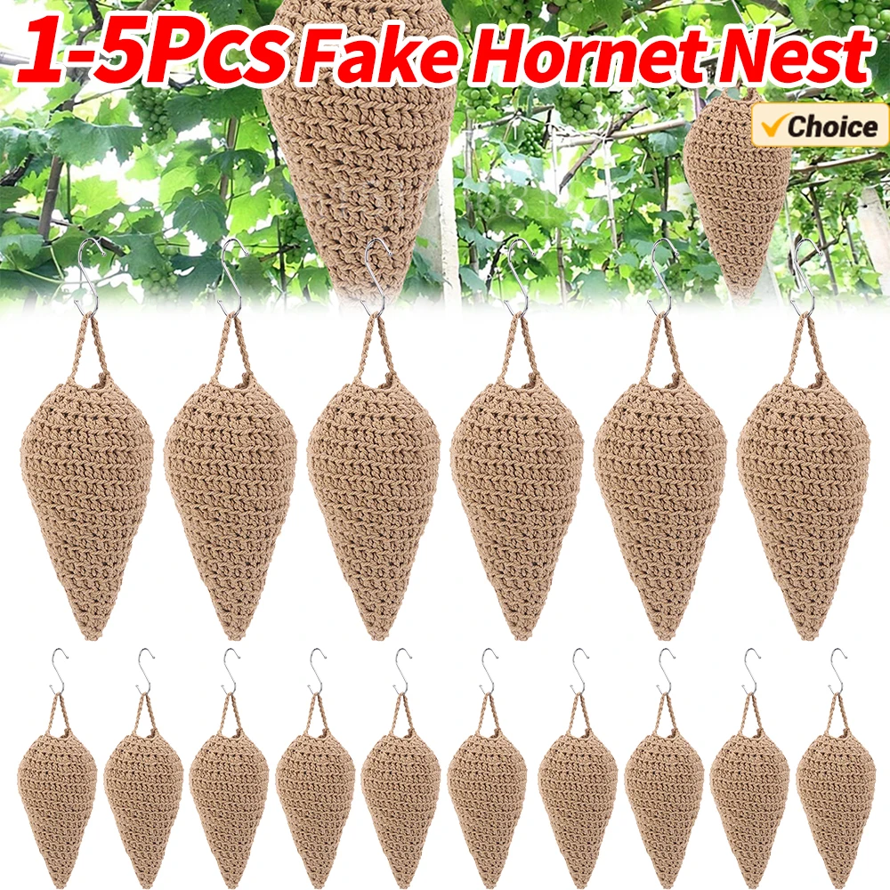 

1-5Pcs Crochet Wasp Nest Decoy Fake Hornet Nest Faux Hornets Nest Repellent Hanging Wasp Nest Decoy for Housewarming Gift