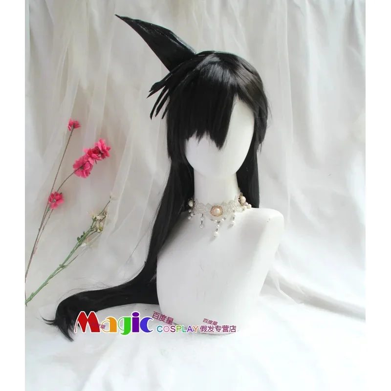 Anime Detective Con Mori ran cosplay wig 80cm long black hair Halloween party rode play wigs wig cap