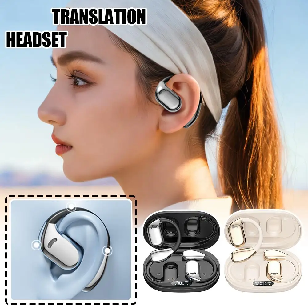 NEW 2025 New AI Translation Earbuds Non In Ear Bluetooth 5.4 ENC Earphones With 144 Kinds Languages For Traveling Abroad