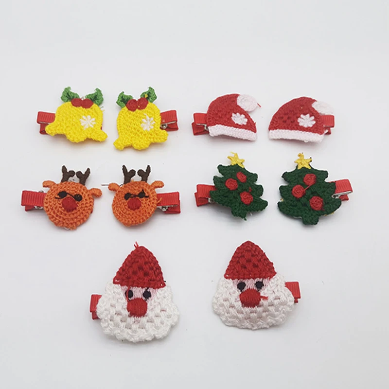 Christmas Pet Dog Hair Clips Decorate Hand-made Pet Hair Bows for Small Dog Supplies Gifts Girl Puppy Pet Accessories