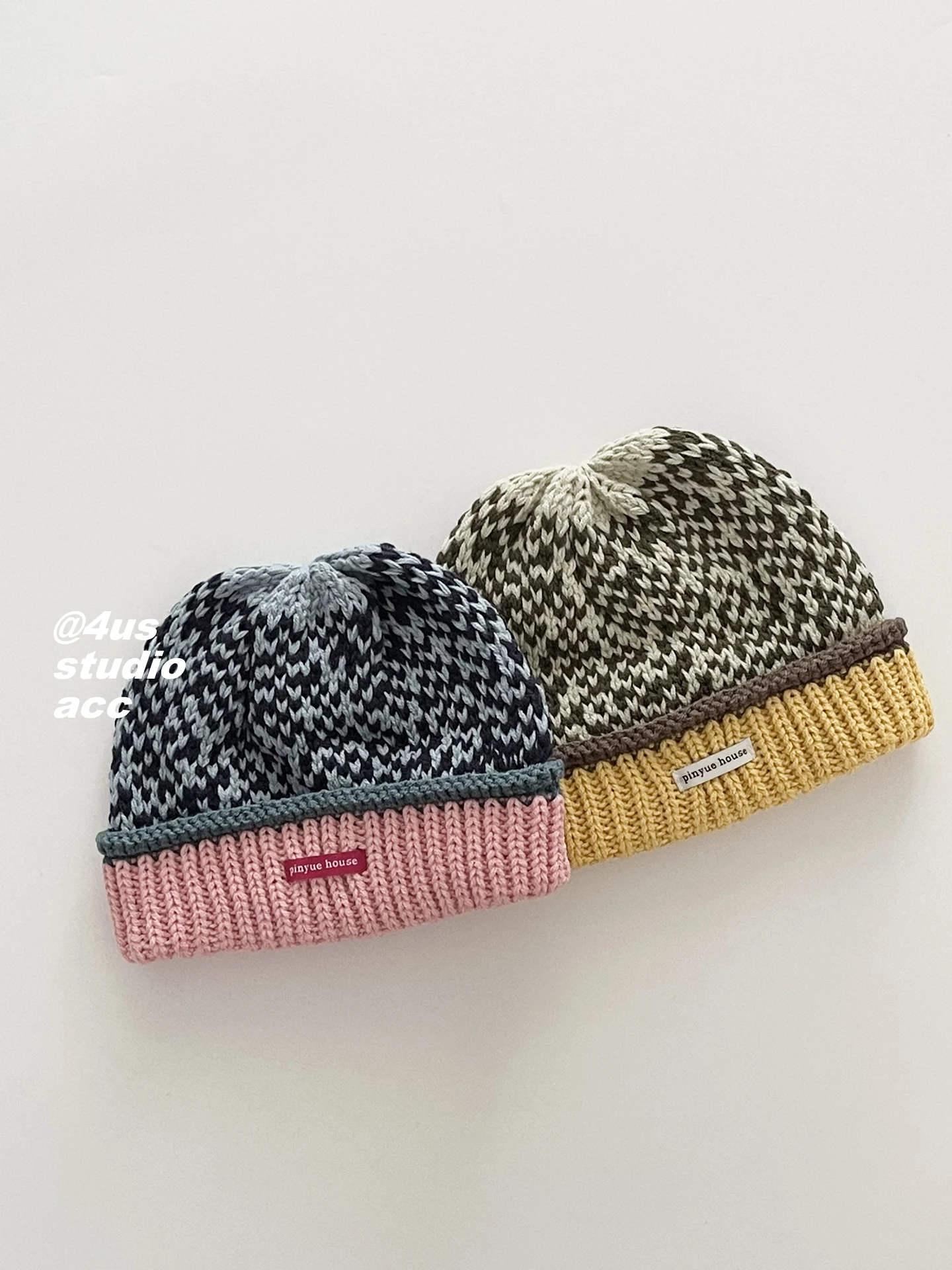 

Color-Block Knitted Hat for Women, Autumn and Winter Ear Protection, Head Wrap, Cold Weather Hat, Face Slimming, Warm Wool Hat