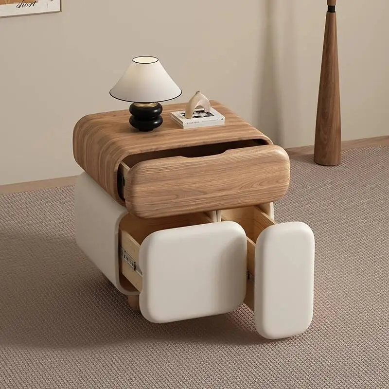 

Cute Drawers Nightstands Style Cream Luxury Storage Aesthetic Bedside Table Simple Design Mesa De Noche Bedroom Furniture