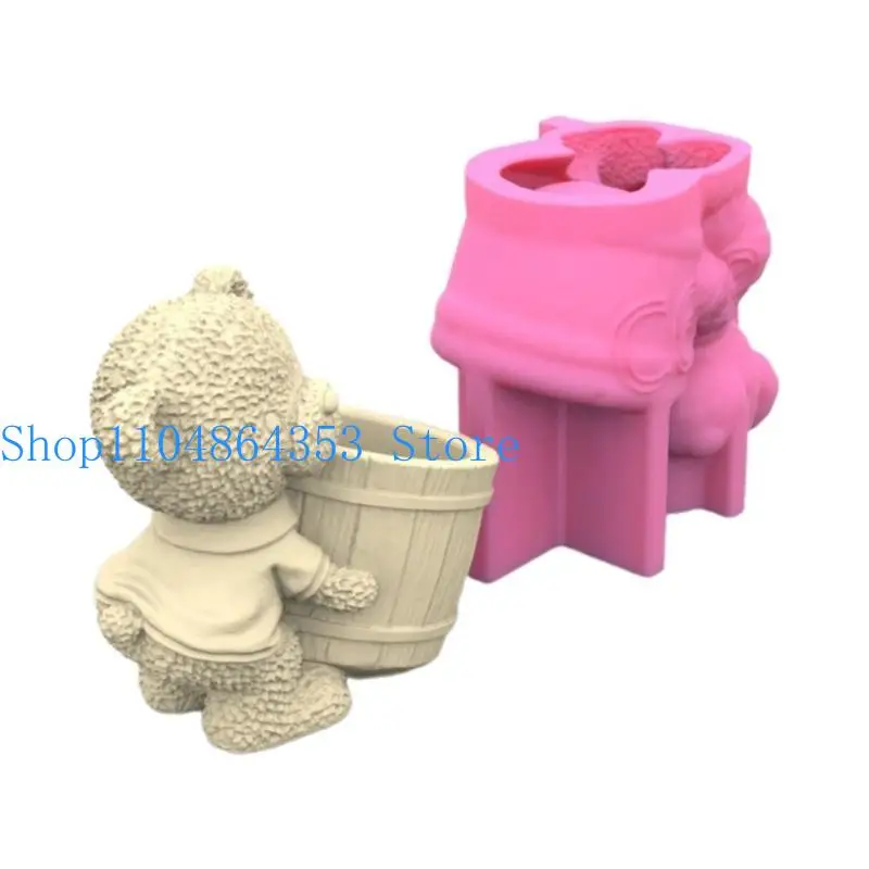 

652F силиконовая форма для цветочных горшков медведь сочная кашпо форма для цементной глины домашний декор