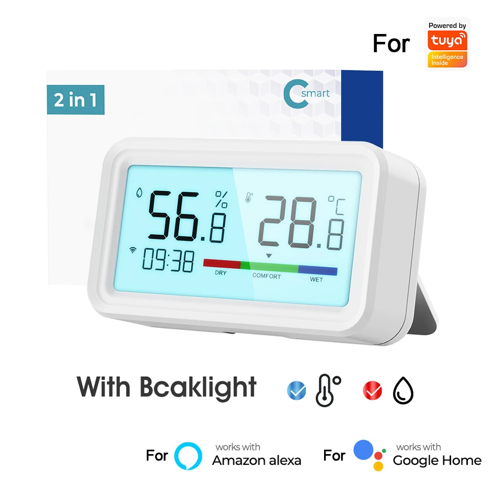 Wi-Fi Temperatura Umidade Sensor, Casa Conectado Termômetro, Umidade Sensor Detecção com Backlight