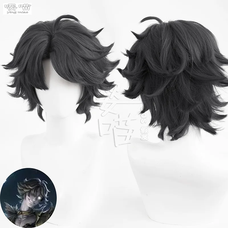 Game Identity V Fool's Gold Norton Cosplay Wig 40CM Black Heat Resistant Synthetic Hair Anime Cosplay Wigs Halloween Men Women