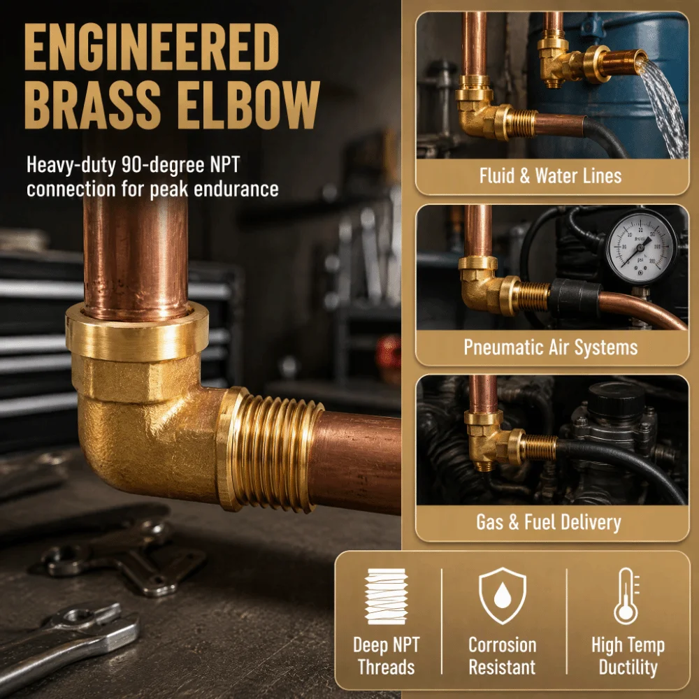 Standard 1/2in NPT 90 Degree Elbow 1/4in NPT Male To Female Brass Pipe Fittings NPT Adapters Gas Pipe Connections