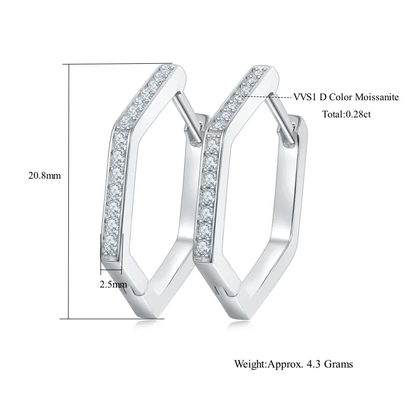 Follow Cloud Moissanite Hoop Earrings for Women 925 Sterling Sliver 1.3mm D VVS1 Lab Grown Diamond Ear Studs Fine Jewelry Gift