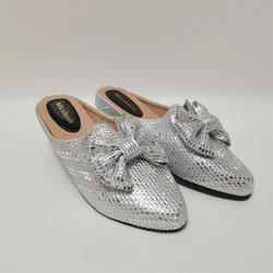 High Quality New Style Silver African Rhinestone Slippers Comfortable Fashion Rhinestones Casual Lady Shoes Muller Shoes F915-1