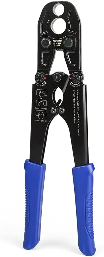 

PEX Crimping Tool 1/2 3/4 Inch Heavy Duty Dual Size with Go/No-Go Gauge, Meets ASTM F1807, Easy Calibration