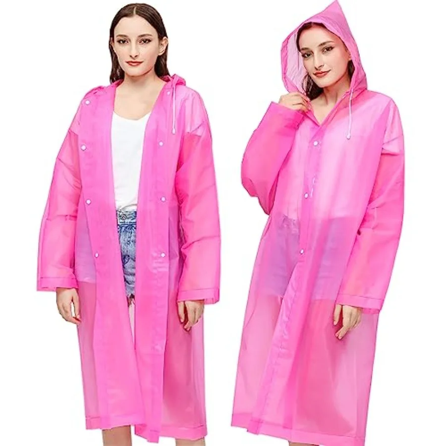

Reusable Adults Rain Ponchos, 2 Pcs EVA Portable Raincoats for Women Men with Hood for Disney Outdoor
