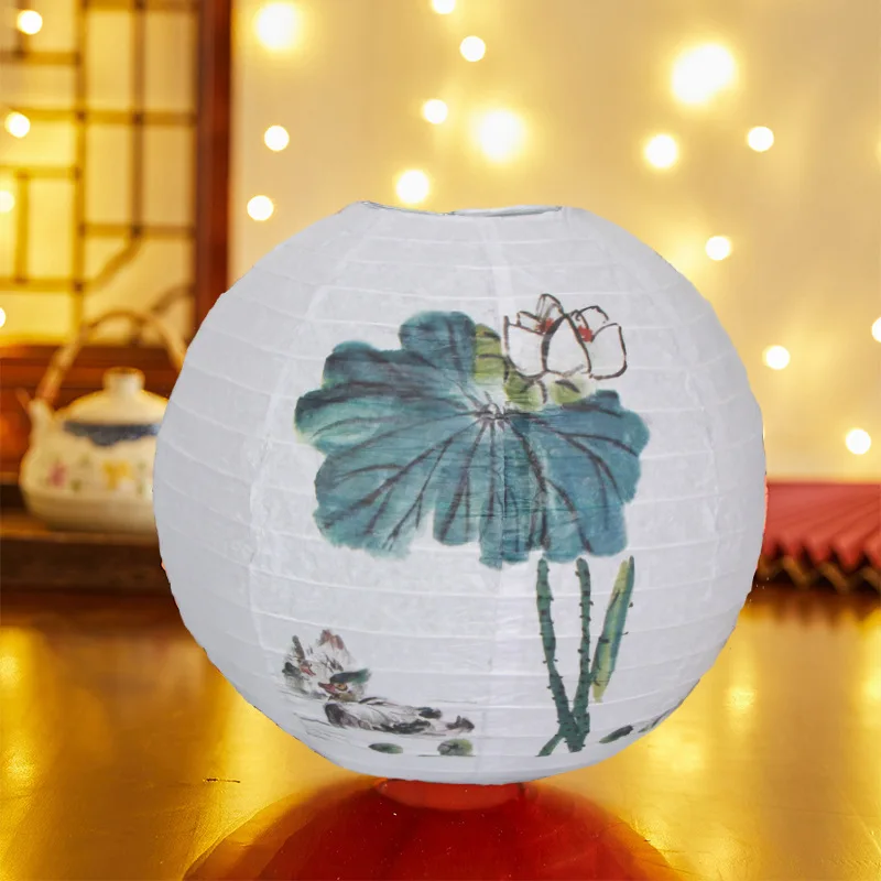 

Classical Flower Letter Printed Festival Lantern Bamboo Paper Hanging Chinese Lantern Antique Retro Paper Lantern Dance Props