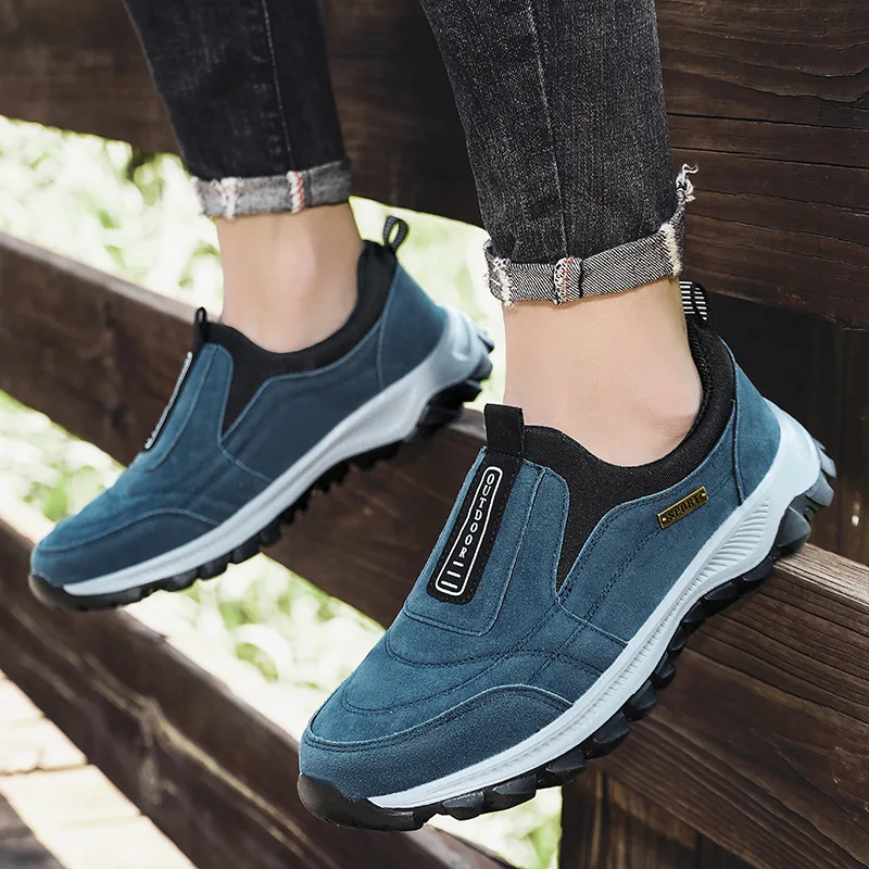 

2026 Men Outdoor Hiking Shoes Breathable Non Slip Women Sneakers Luxury Suede Leather Loafers Fashion Men Walking Shoes Big Size