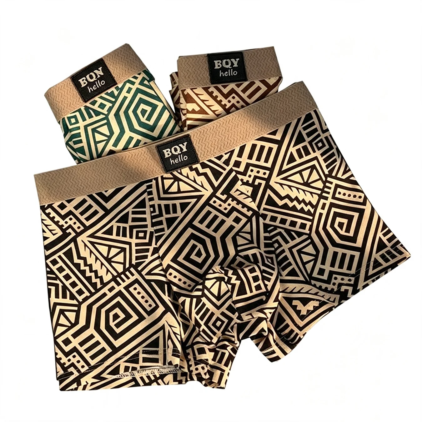 3-teiliges Set Vintage-Print Herren-Unterhosen Weiche Atmungsaktive Feuchtigkeitsableitende Boxershorts für Männer Lässige und Modische Unterwäsche – Detail 4