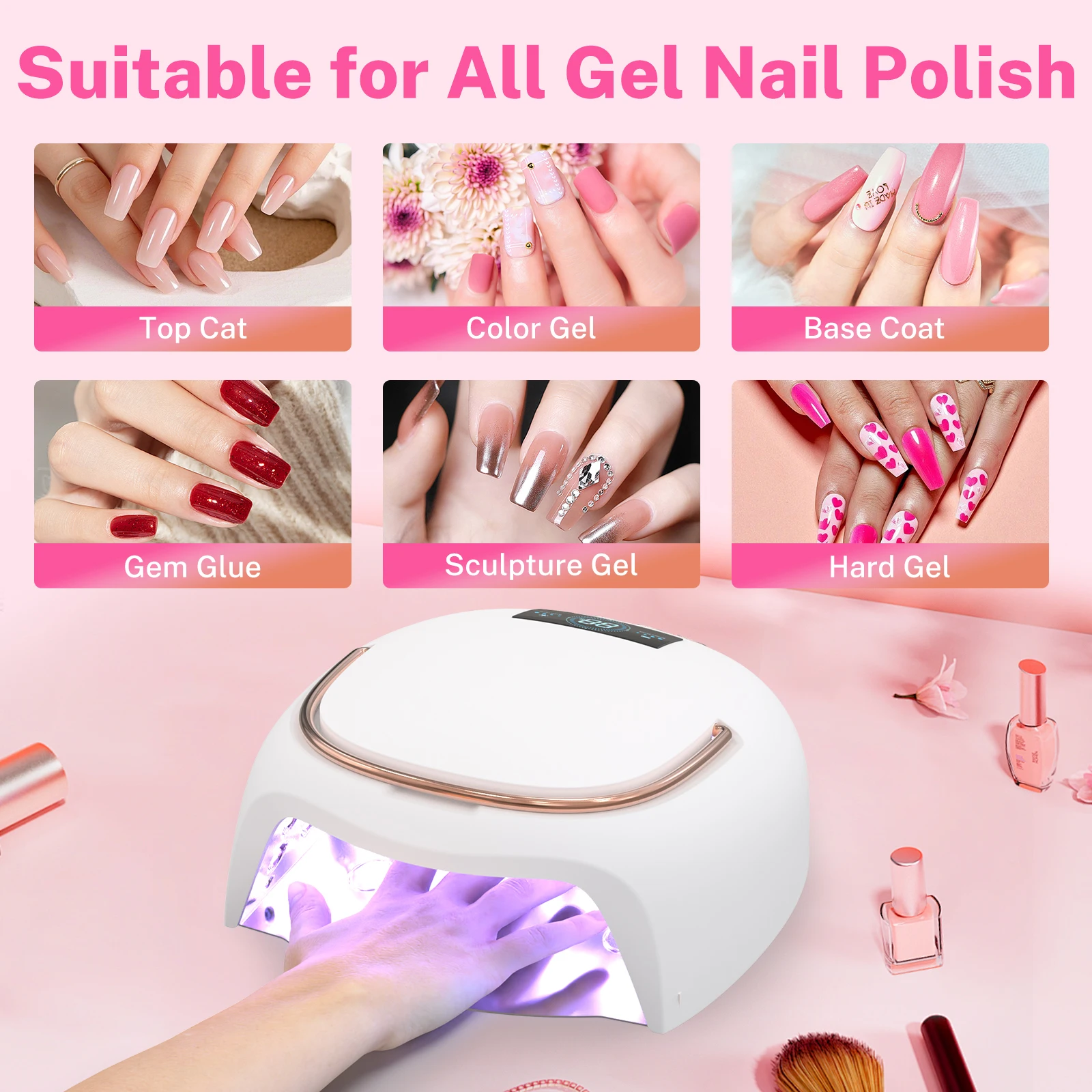 

New Original Design Hot Sale X25 Professional 80W Rechargeable Cordless Portable UV LED Nail Enhancement Lamp