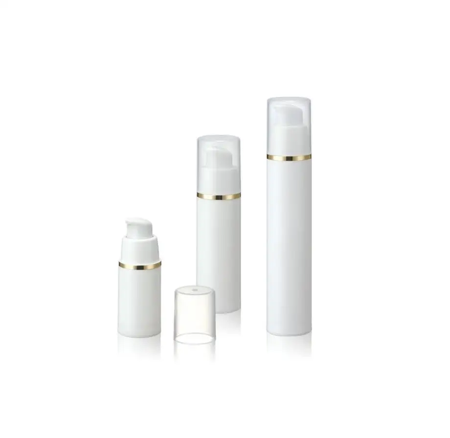 

15ml30ml50ml white plastic airless vacuum pump bottle gold rim lotion emulsion serum eye essence foundation skin care pack