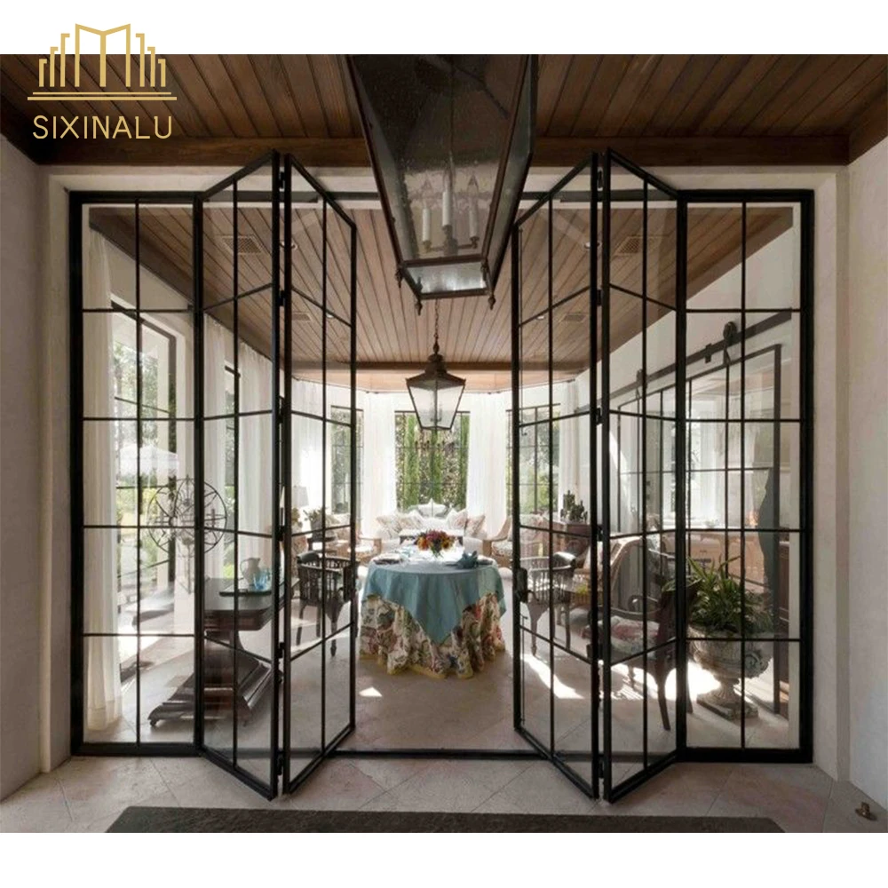 

Sixinalu Folding Door Thermal Break Aluminum Profile Alloy Frame French Accordion Door Custom-made Tempered Double-glazed Home