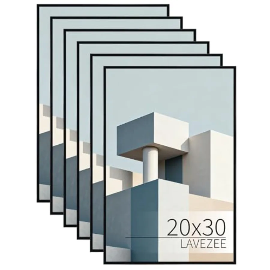 

Рамки для постеров черные, 6 штук, легкие, 20x30 дюймов, для настенного крепления, для фотографий, постеров и художественных принтов 30x20 дюймов, V-образные.