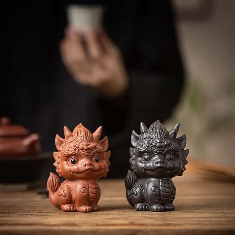 Miniature Dragon Statue Tea Pet Ornament Desktop Tea Decoration Tea Accessories for Farmhouse Office Garden Bookcase Apartment