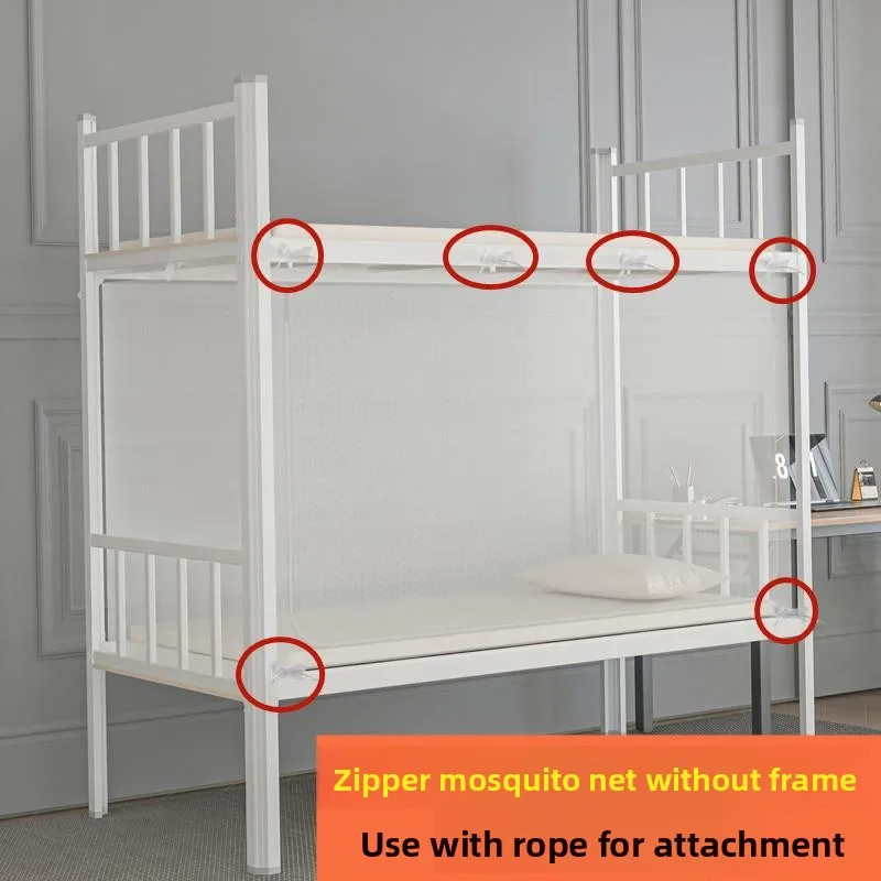 No-Install Breathable Polyester Bed Bug Net for Dormitory Bottom Bunk Bed with Rope Tying High School Freshman Sophomore