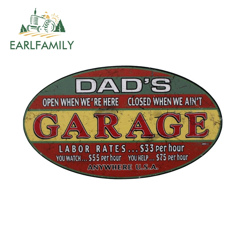 EARLFAMILY 13cm Garage Retro Car Stickers Waterproof Sunscreen Decal Bumper Refrigerator Car Door Protector