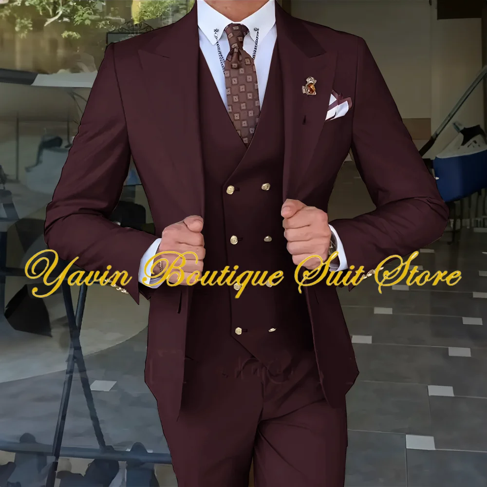 Costumes pour hommes d'affaires, smoking de marié de mariage, veste cintrée, pantalon, gilet, costume 3 pièces, costume pour hommes de haute qualité