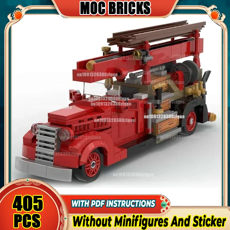 Moc Building Block V8-85 Fire Truck Model Bricks Toys