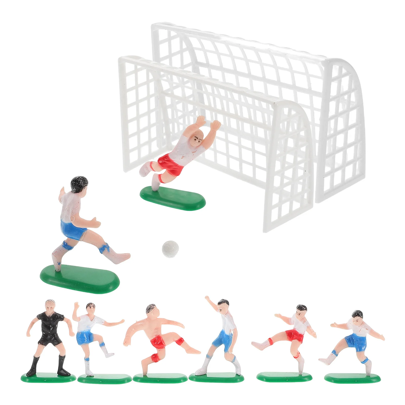 

1Set Mini Football Scene Kit Realistic Soccer Players and Goal Setup for Cake Decoration Party Centerpiece Sport Theme Event