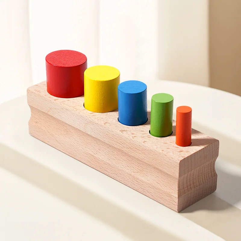 

Montessori Children's Early Education Colored Cylinder Teaching Aids Kindergarten Geometric Socket Educational Wooden Toys