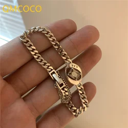 QMCOCO Silver Color Zircon Irregular Geometric Hollow Out Chain Bracelet For Women Daily Gatherings Fashion Jewelry Gifts