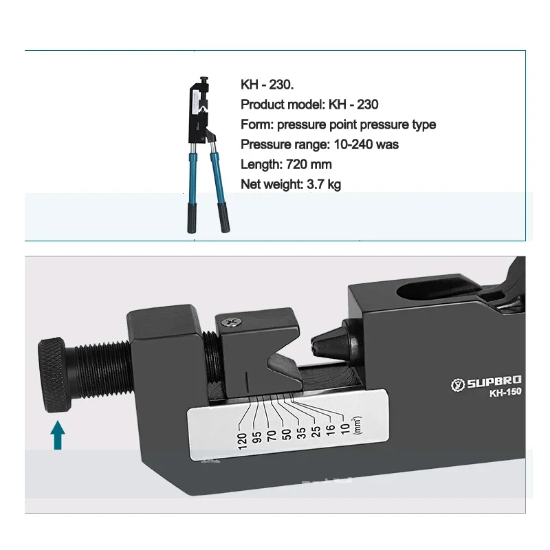 

2026KH-230 Crimping Pliers Portable Hydraulic Crimping Tool Cable Wire Terminal Connector Hand Tools For Mechanic 10-240mm² Crim
