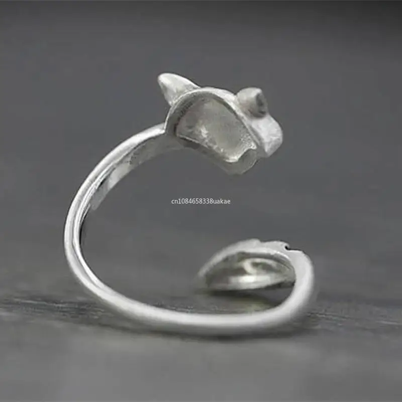 Fashion Creative Silver Color Raccoon Female Ring Cute Animal Opening Rings for Women Party Adjustable Jewelry Anillos Gifts