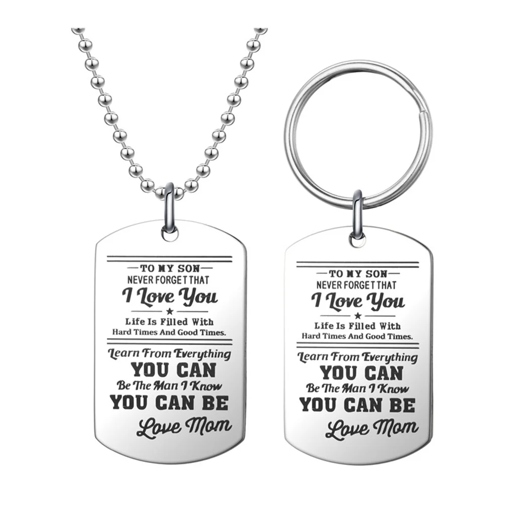 Collana con lettere Portachiavi per famiglia Set Ciondolo in acciaio al titanio Design creativo Indossare durevole Non facile da sbiadire Ornamenti regalo di gioielli