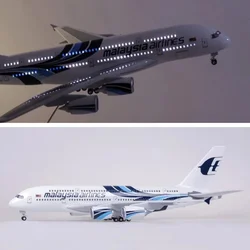 1/160 Scale 46CM A380 Malaysian Airlines  Die-Cast Resin Airplane with Lights and Landing Gear Adult Gifts or Home Decorations